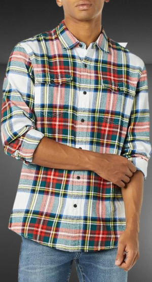 slim fit flannel shirt, long sleeve men's