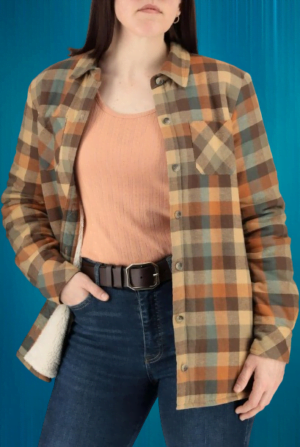 Plaid Shirt Jacket Women Sherpa Lined Check Shirt