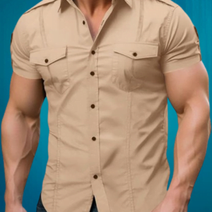 Muscle Dress Shirt Men's Casual Short Sleeve Shirts